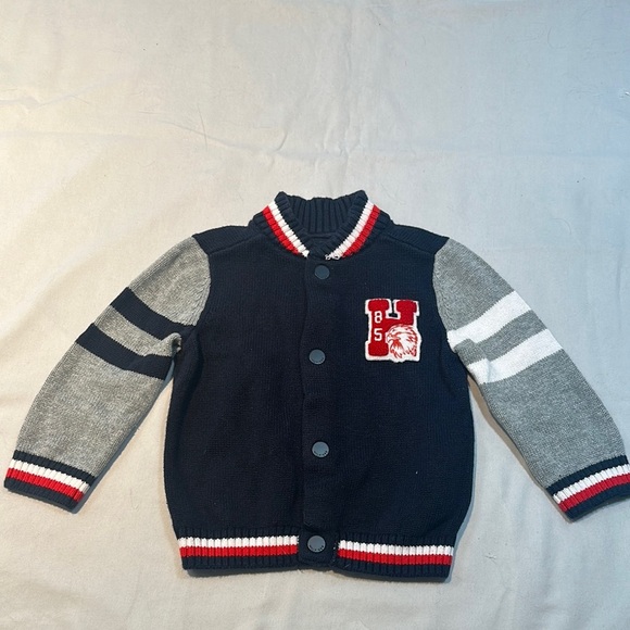 Tommy Hilfiger Blue and Gray Varsity Sweater/cardigan - Picture 1 of 5